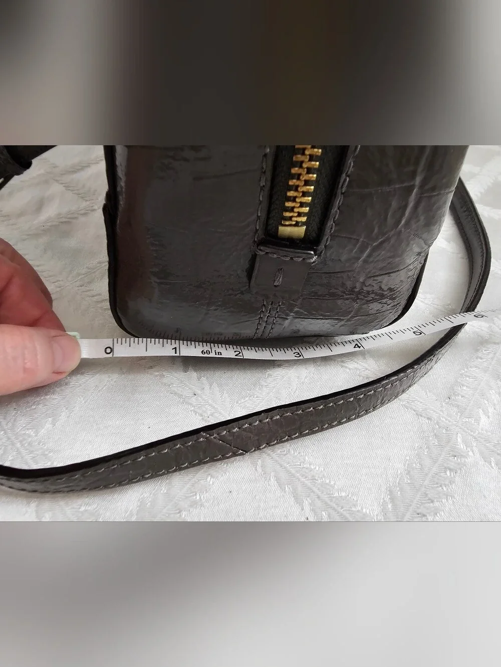 Kate Spade Gray Croc-Embossed Dome Satchel
